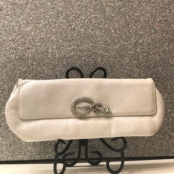 Pearl Leather Clutch with Crystal Snake accent - Picture 8 of 11
